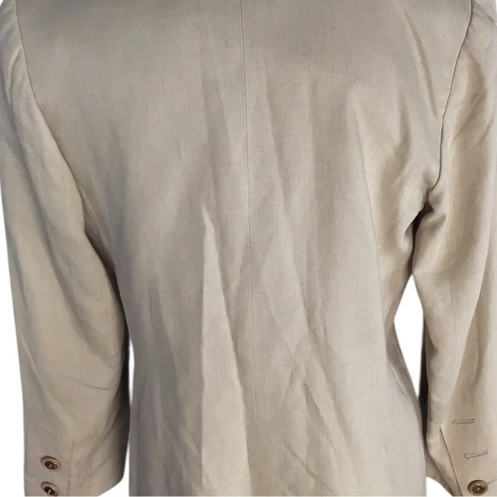 Kasper Tan Linen Blend Blazer with Notched Lapel Structured Shoulders size 10